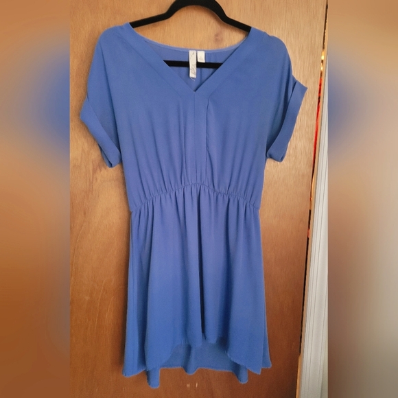 Dust Blue Summer Dress High Low - Picture 2 of 3